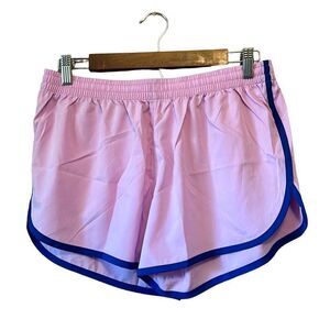 Desirable‎ Time Womens Medium Running Shorts Athletic Blue Trim Elastic Waist